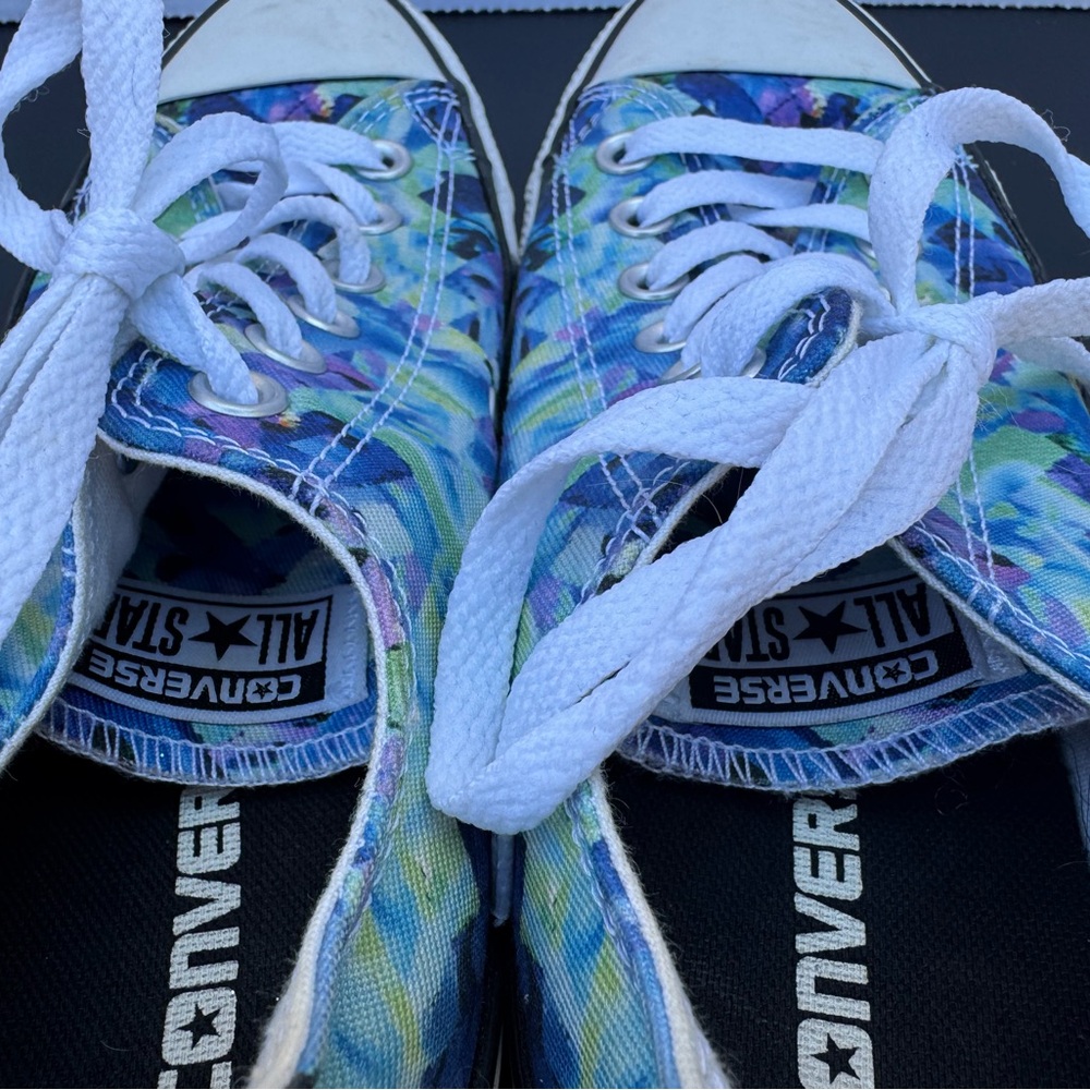 Converse Multi-Colored Blue Green Geometric Retro Eclectic Y2K Sneakers Size 7 - Picture 4 of 9